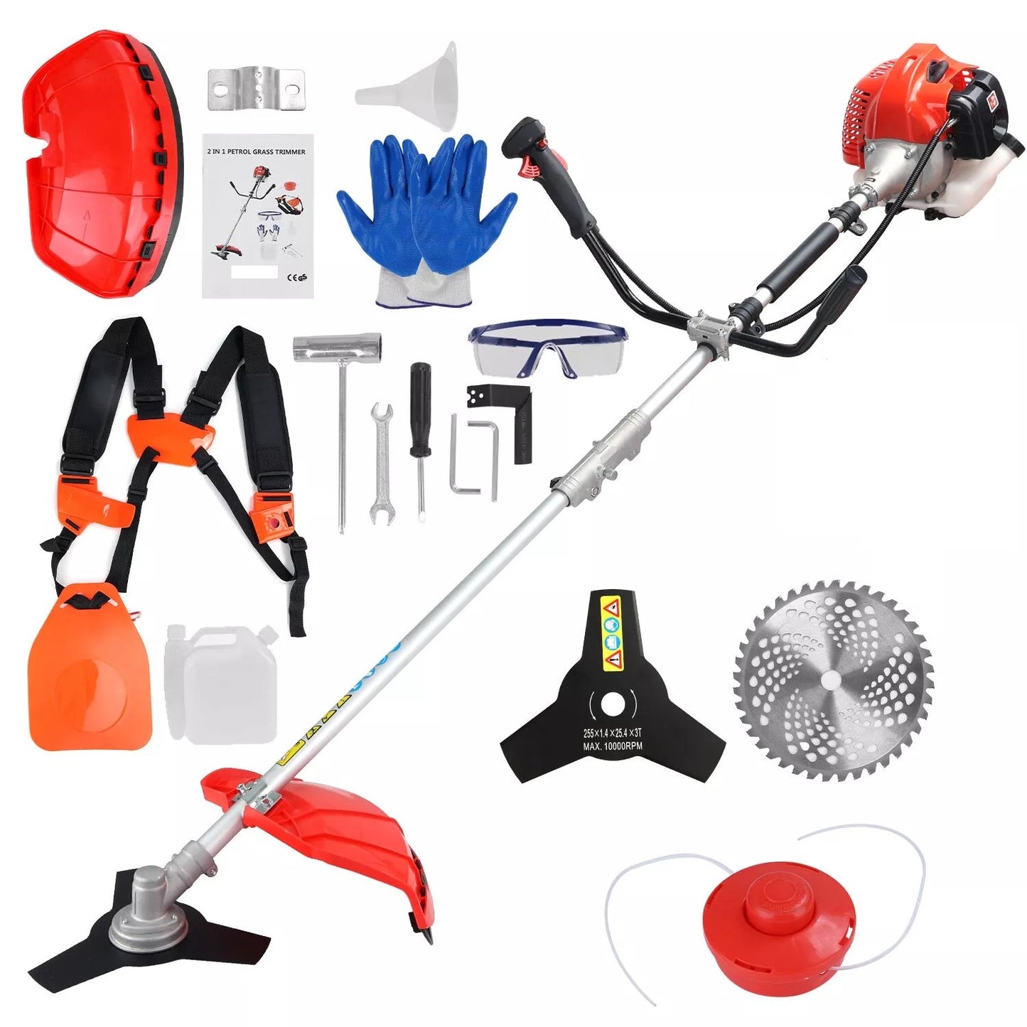 3-in-1 Gas Powered String Trimmer, 52CC Engine, Brush Cutter with Safety Kit and Accessories Weed Eater Wacker