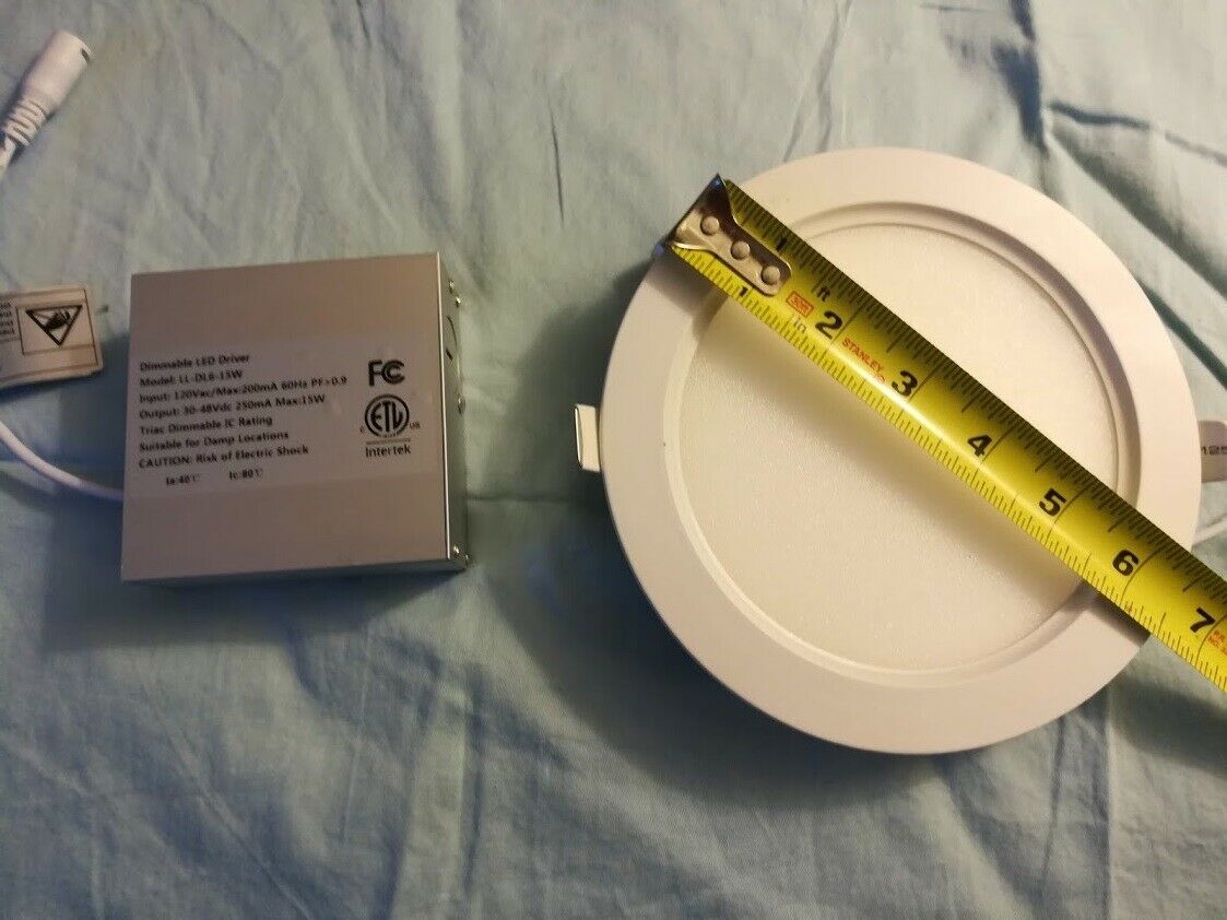 6" Round Thin Slim Panel Recessed LED Downlight 15 Watt 4000K Warm White