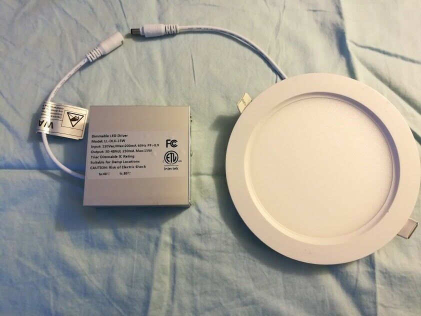 6" Round Thin Slim Panel Recessed LED Downlight 15 Watt 4000K Warm White