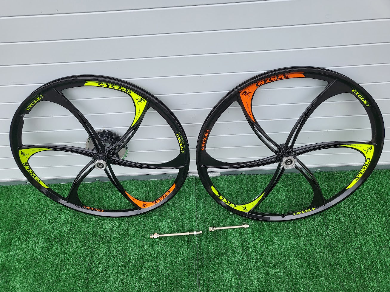 26" Bike Mag Wheels Set/Magnesium Wheel Rim 36 Tooth Sprocket Motorized Bicycle