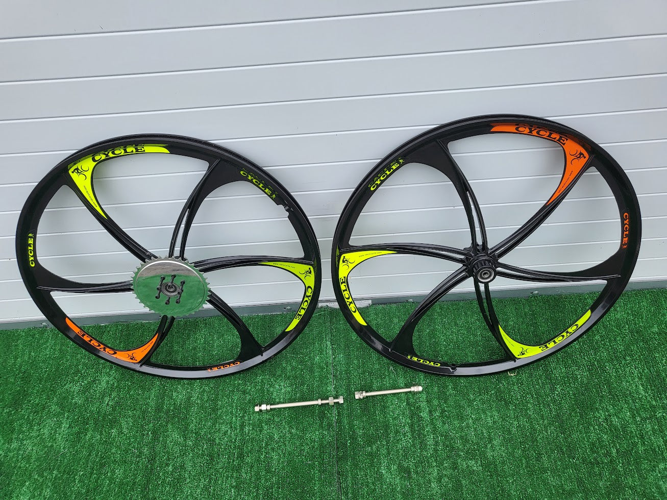 26" Bike Mag Wheels Set/Magnesium Wheel Rim 36 Tooth Sprocket Motorized Bicycle