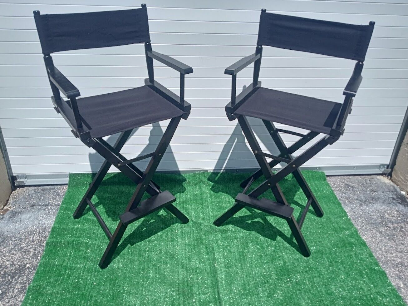 2 Pack of Hard Wood Folding Directors Chairs 30" Tall Bar Height