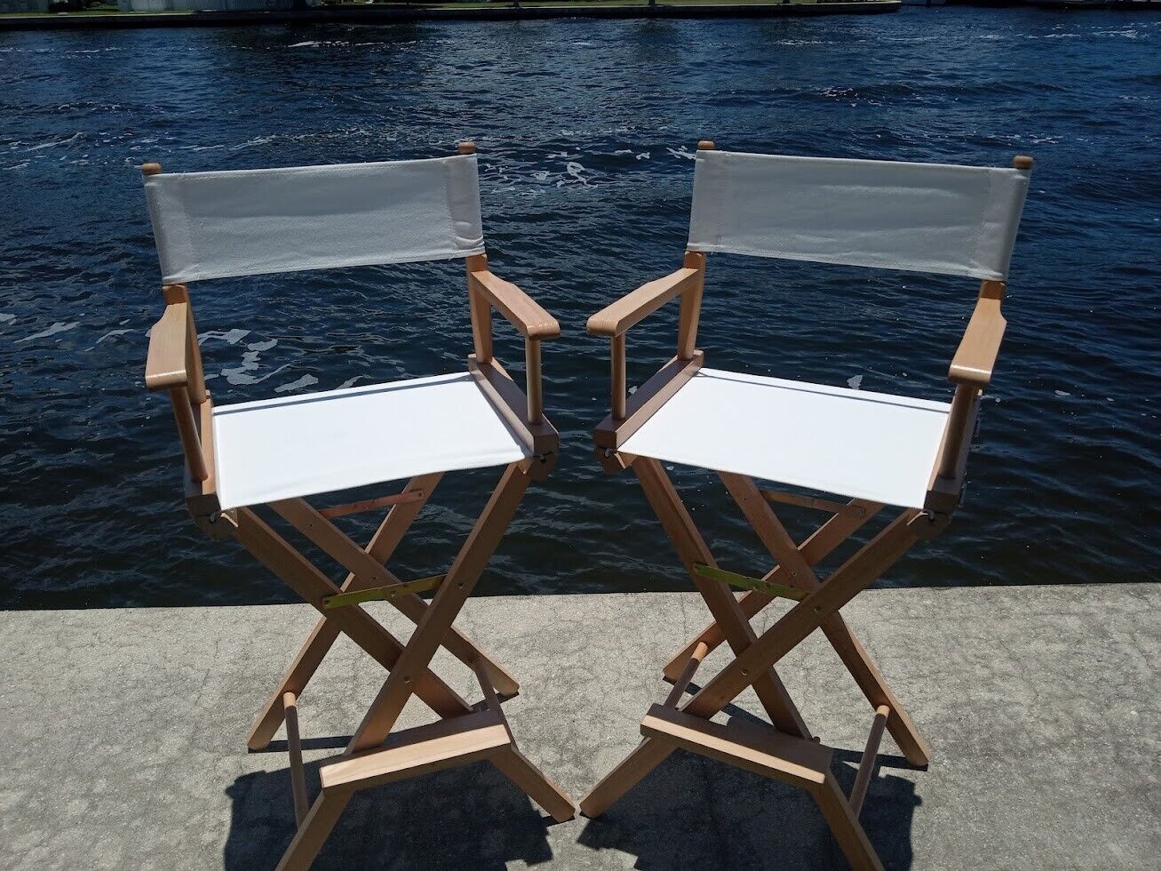 2 Pack of Hard Wood Folding Directors Chairs 30" Tall Bar Height