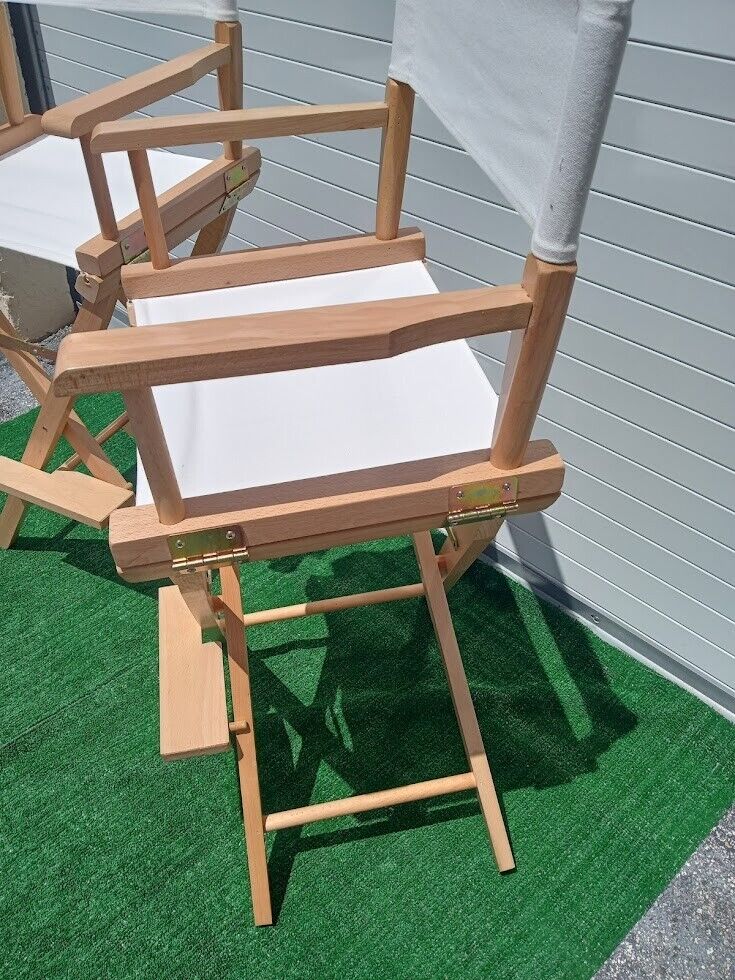 2 Pack of Hard Wood Folding Directors Chairs 30" Tall Bar Height