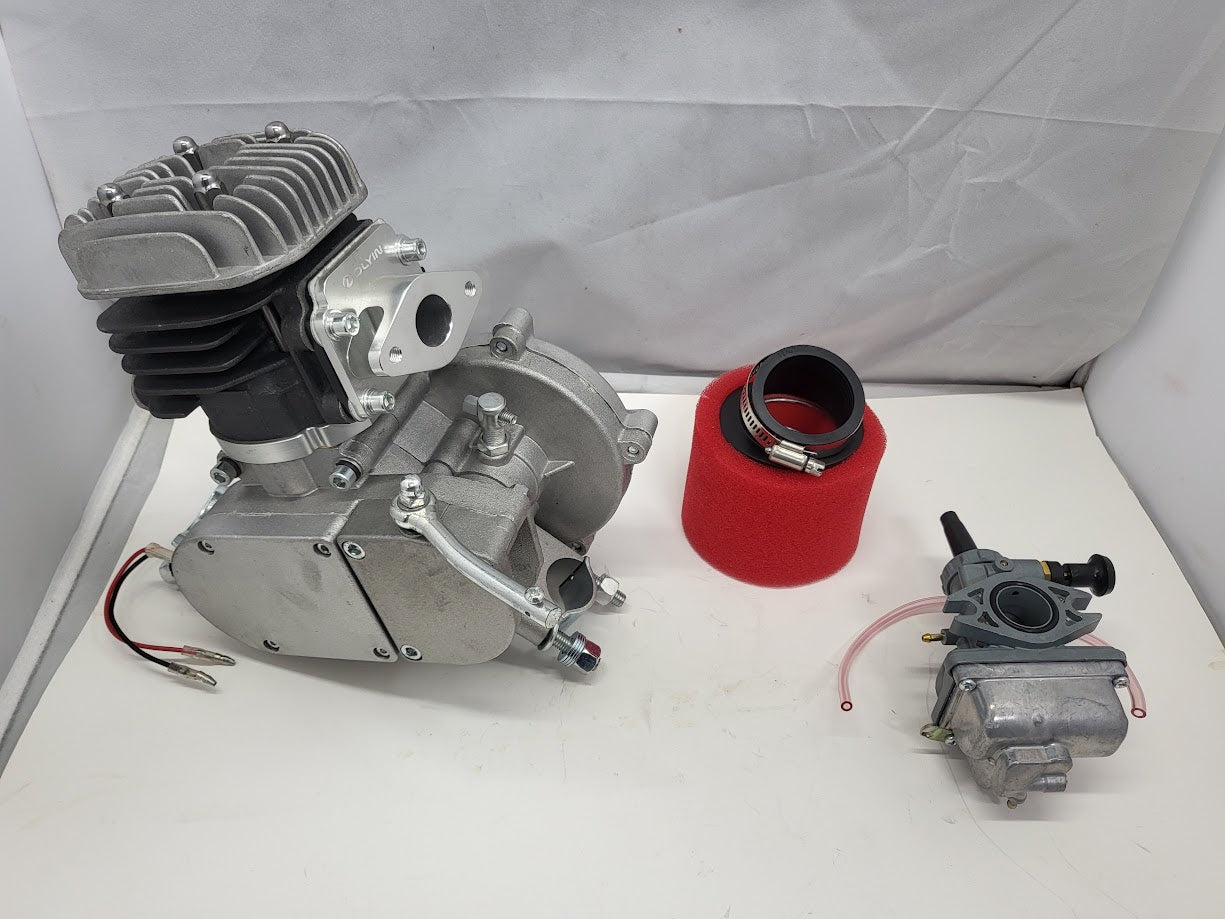 Minarelli 80cc Bicycle Engine with 21mm Carburetor, CNC Intake, Dyno Tested 6 HP