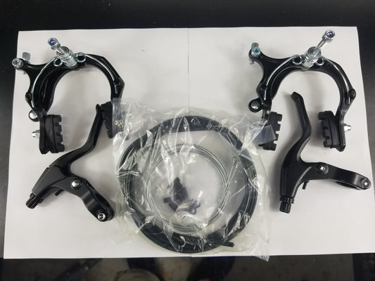 Bike Caliper Brake Set Long Reach Arm 55-73mm Nutted Front & Rear