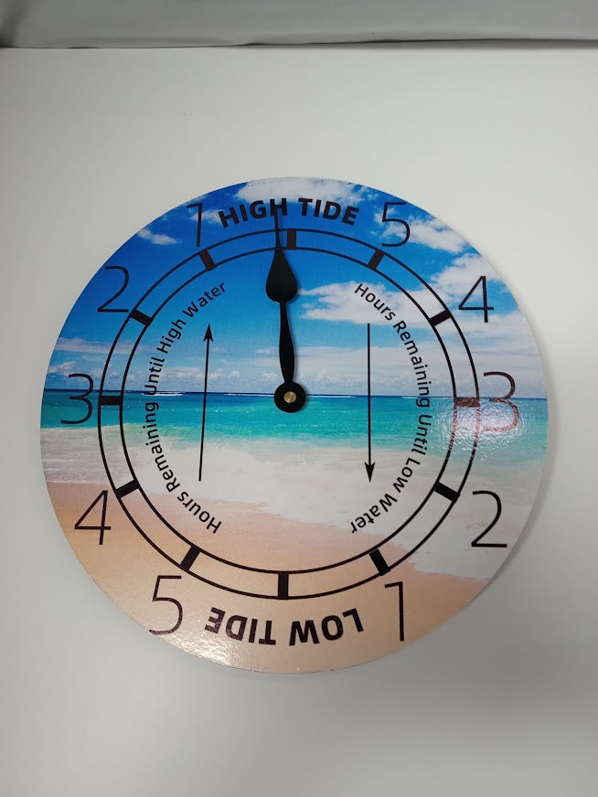 12" Round Tide Clock Wooden Indoor-Outdoor Water-resistant