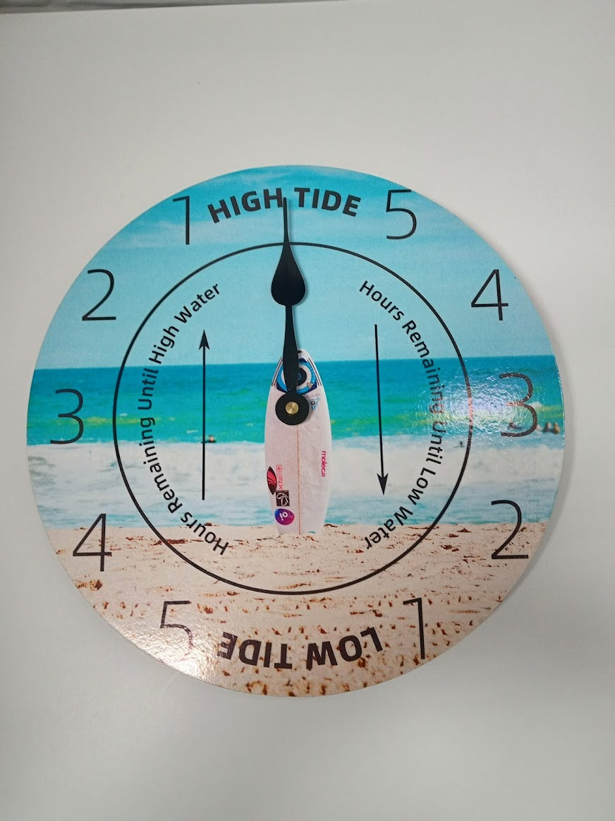 12" Round Tide Clock Wooden Indoor-Outdoor Water-resistant