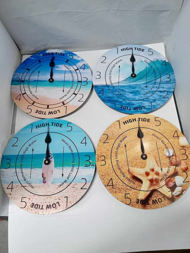 12" Round Tide Clock Wooden Indoor-Outdoor Water-resistant