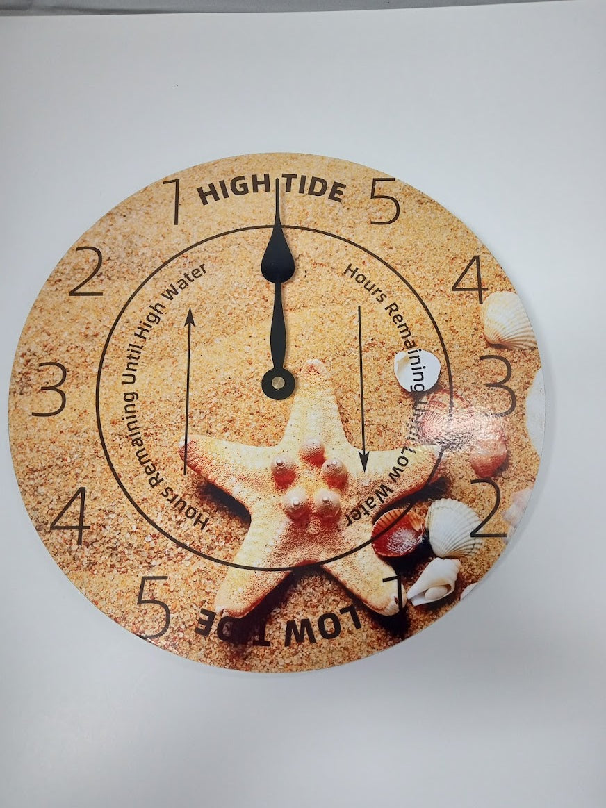 12" Round Tide Clock Wooden Indoor-Outdoor Water-resistant