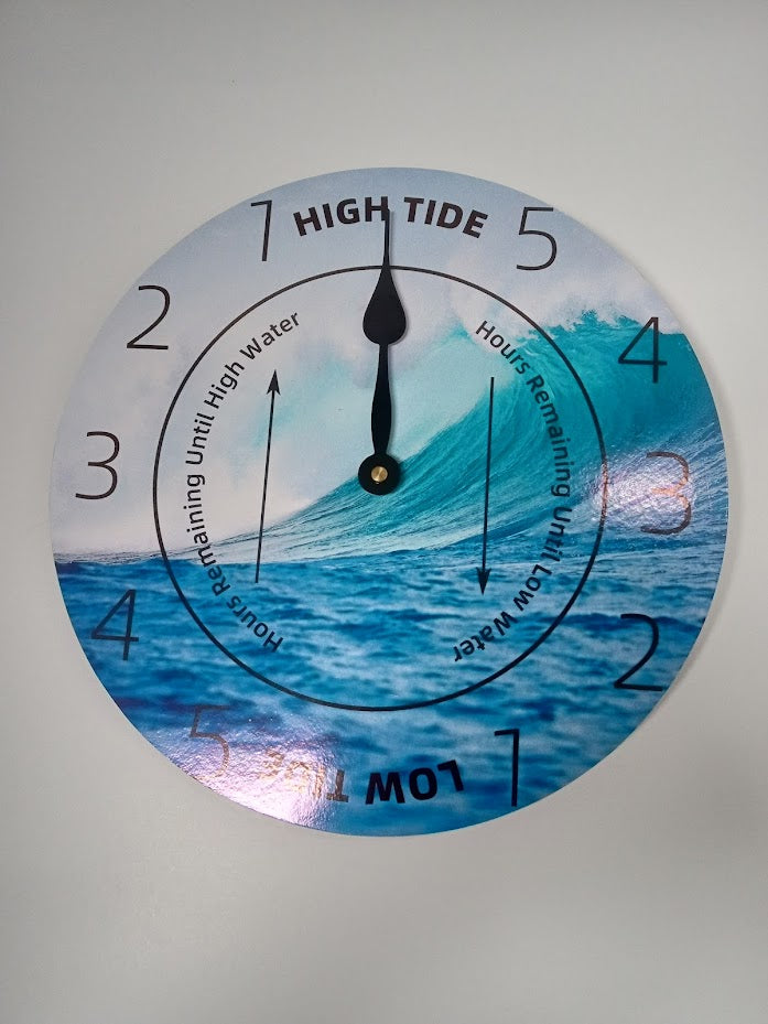 12" Round Tide Clock Wooden Indoor-Outdoor Water-resistant