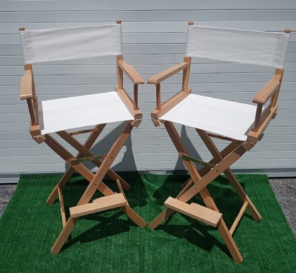 2 Pack of Hard Wood Folding Directors Chairs 30" Tall Bar Height
